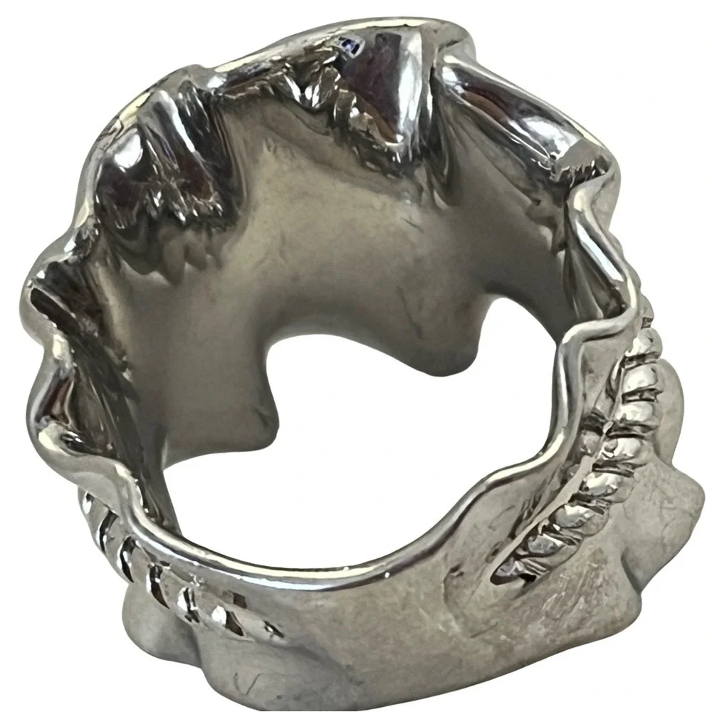Michelle Albala Jade Cocktail Statement Ring Diamonds Sterling Silver Ruffle Lrg